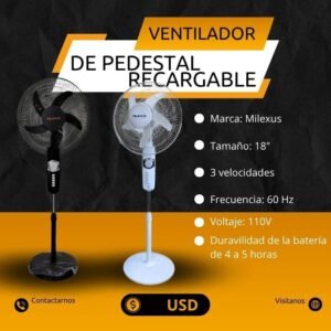 Ventilador de pedestal recargable