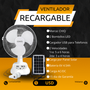 Ventilador de Mesa Recargable